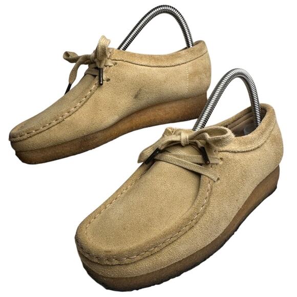 Clarks Originals Wallabee Womens Tan Suede Crepe Sole Shoes Sz 7.5 M Desert Boot - Picture 1 of 16